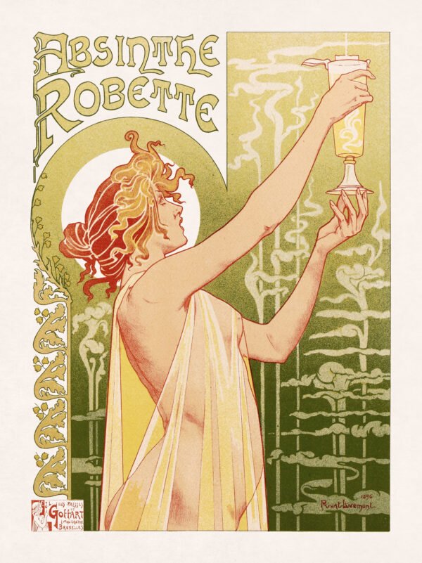 Color lithograph about Absinthe Robette