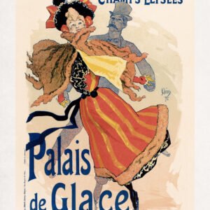 Color lithograph poster to advertise about the Palais de Glace