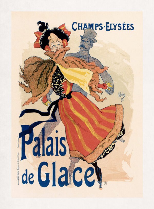 Color lithograph poster to advertise about the Palais de Glace