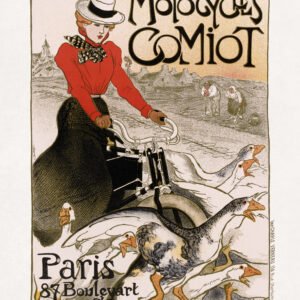 Color lithographic poster of the Motocycles Comiot