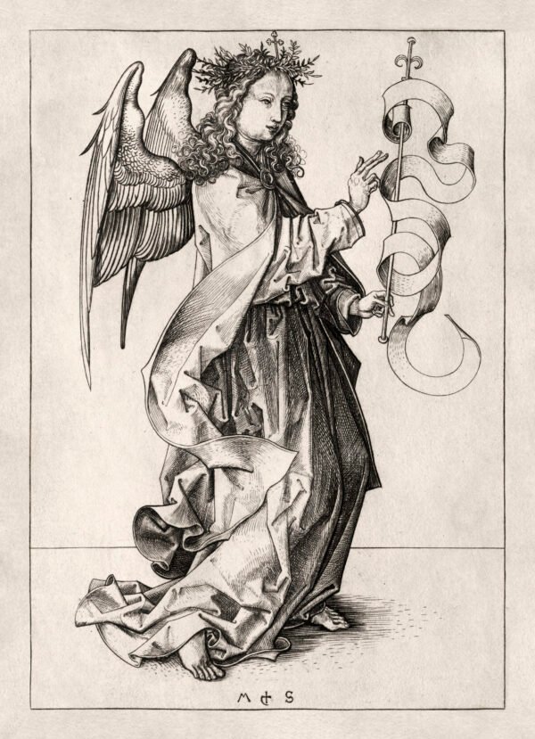 Restored engraving of the Angel of the Annunciation