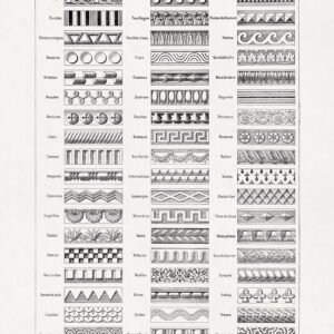 black and white engraving about Architectural ornaments