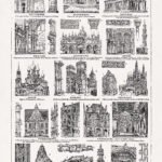 black and white engraving about worldwide ancient architecture