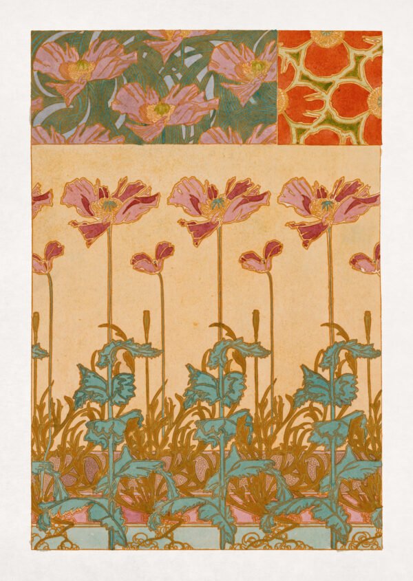Oriental Poppies - Art Nouveau botanical design