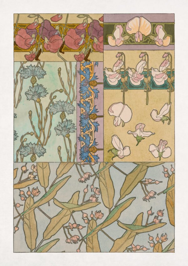 Sweet Peas - Art Nouveau botanical design
