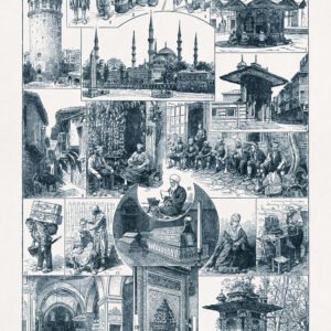 duotone engraving about Turkey and its culture