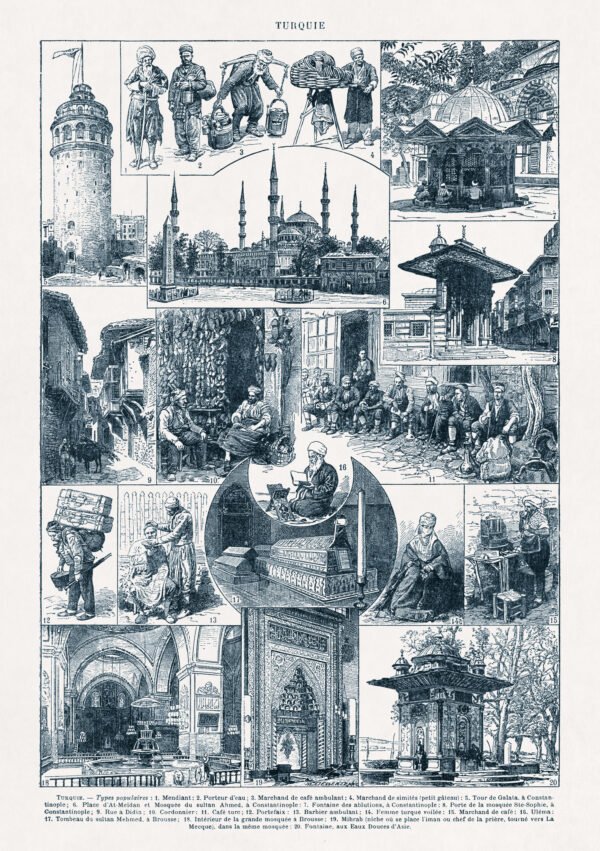 duotone engraving about Turkey and its culture