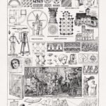 black and white engraving about drawing