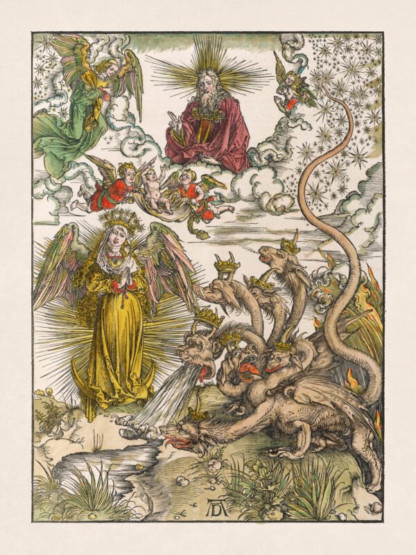 The woman of the Apocalypse and the seven-headed dragon