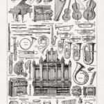Engraving about musical instruments