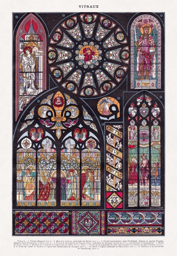 Chromolithography on stained glass windows