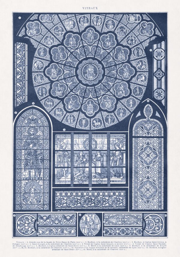 Duotone engraving on stained glasses