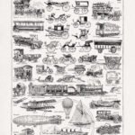 Vintage engraving about the different type of vehicles