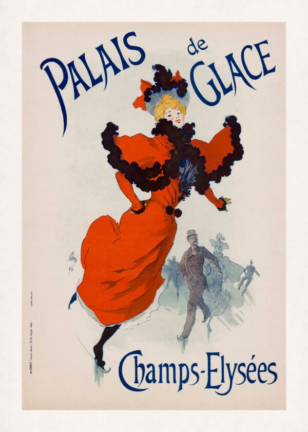 Color lithographic poster to advertise about the Palais de Glace
